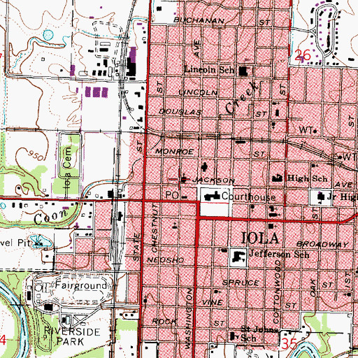 Topographic Map of Calvary United Methodist Church, KS