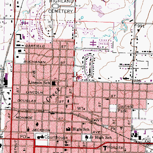 Topographic Map of First Baptist Church, KS