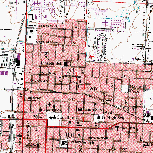 Topographic Map of Ward Chapel African Methodist Episcopal Church, KS