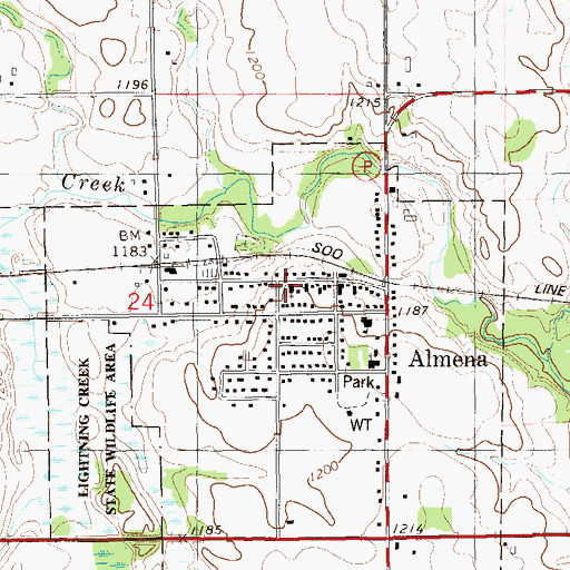 Topographic Map of Sacred Heart of Jesus Church, WI