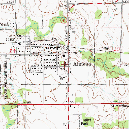Topographic Map of Saint Matthew Lutheran Church, WI