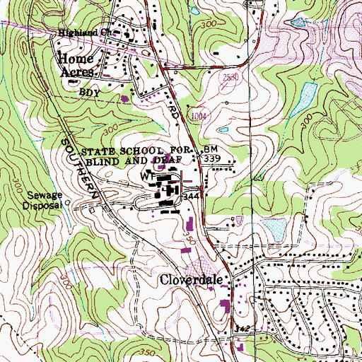Topographic Map of State School for the Blind and Deaf, NC