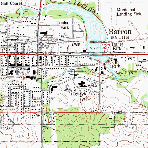 Topographic Map of First United Methodist Church, WI