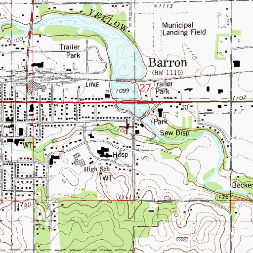 Topographic Map of Salem Lutheran Church, WI
