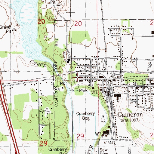 Topographic Map of Saint Johns Lutheran Church, WI