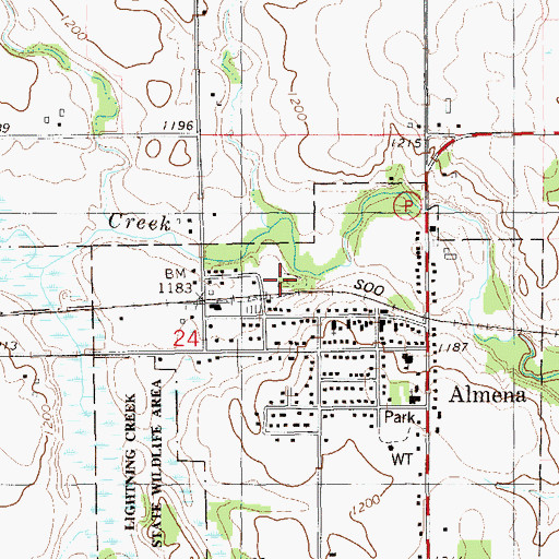 Topographic Map of Sacred Heart Cemetery, WI
