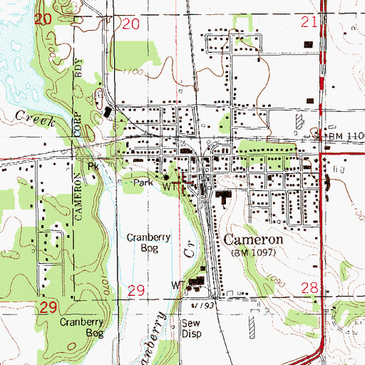 Topographic Map of Saint Peters Catholic Church, WI