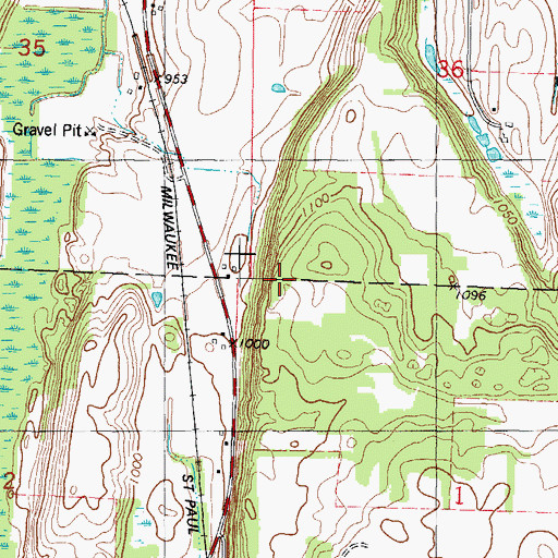 Topographic Map of Mayville Ledge Beech-Maple Woods State Natural Area, WI