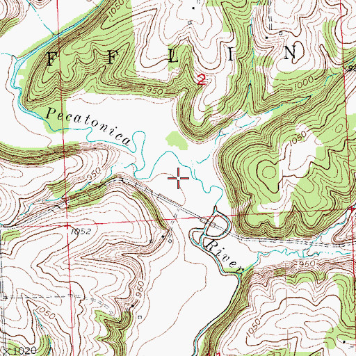 Topographic Map of Pecatonica River Woods State Natural Area, WI