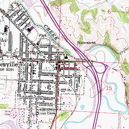 Topographic Map of Byesville Post Office, OH
