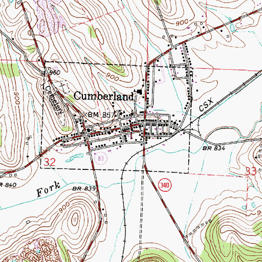 Topographic Map of Cumberland Post Office, OH