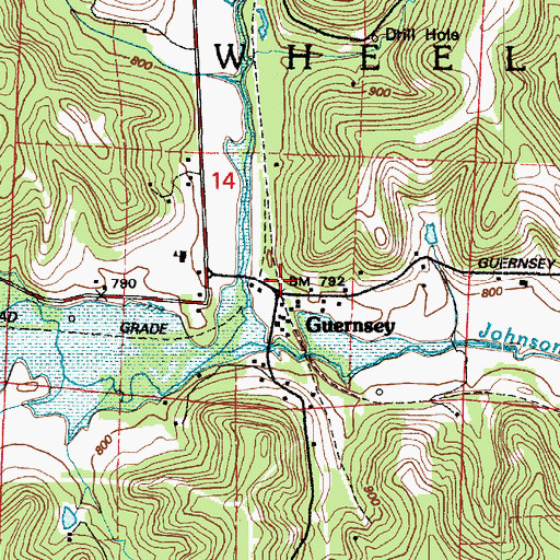 Topographic Map of Guernsey Post Office, OH