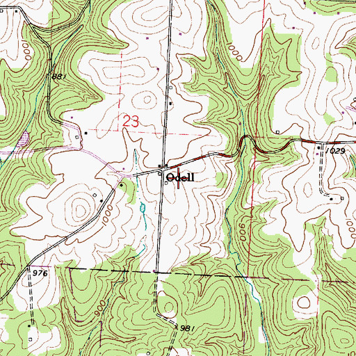 Topographic Map of Odell Post Office (historical), OH