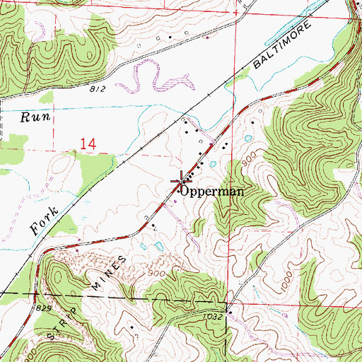 Topographic Map of Opperman Post Office (historical), OH