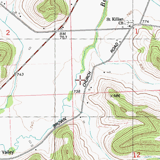 Topographic Map of Bear Creek Sedge Meadow State Natural Area, WI
