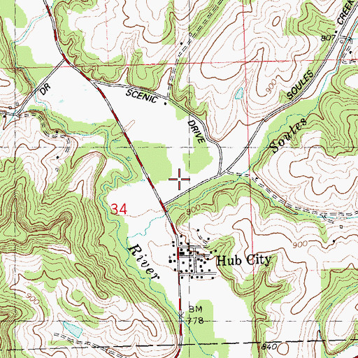 Topographic Map of Hub City Bog State Natural Area, WI