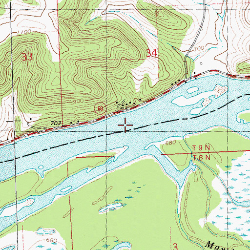 Topographic Map of Orion Mussel Bed State Natural Area, WI