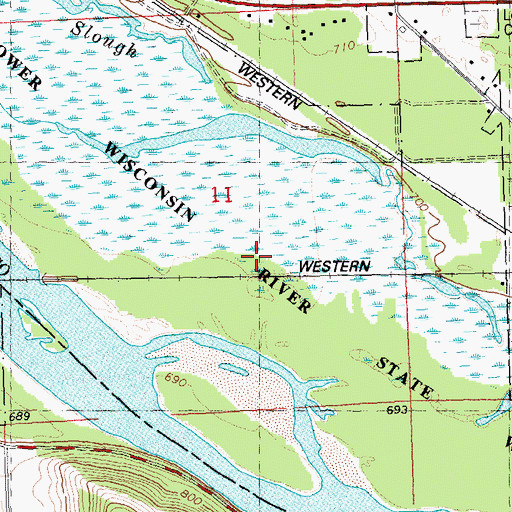Topographic Map of Smith Slough and Sand Prairie State Natural Area, WI