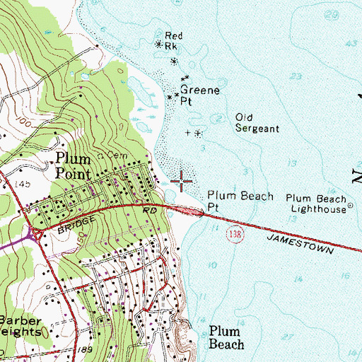 Topographic Map of Plum Point Beach, RI