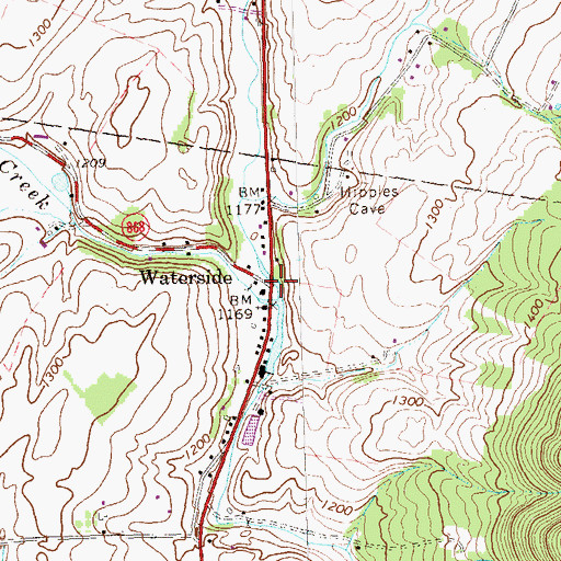 Topographic Map of Waterside, PA