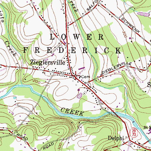 Topographic Map of Zieglersville, PA