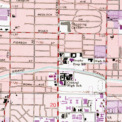 Topographic Map of Brophy College Preparatory School, AZ