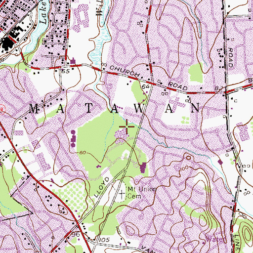 Topographic Map of Lloyd Road Elementary School, NJ