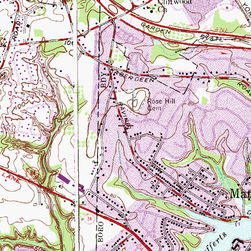 Topographic Map of Ravine Drive Elementary School, NJ