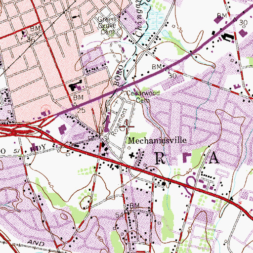 Topographic Map of Shoreline Memorial Gardens, NJ