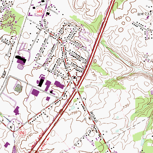 Topographic Map of Southside Church of Christ, VA