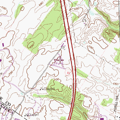 Topographic Map of Arcadia Mobile Home Park, VA