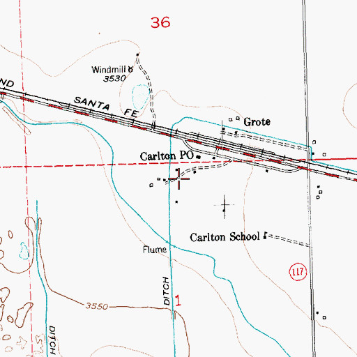 Topographic Map of Carlton, CO