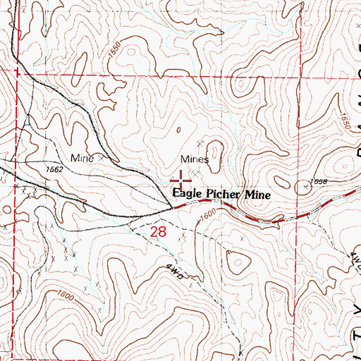 Topographic Map of Eagle Pitcher Mine, NV