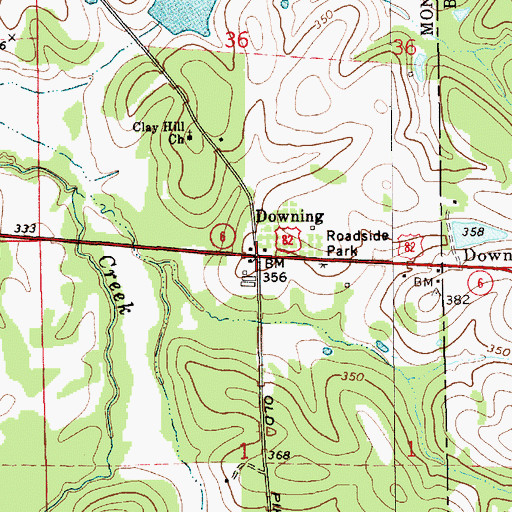 Topographic Map of Downing, AL