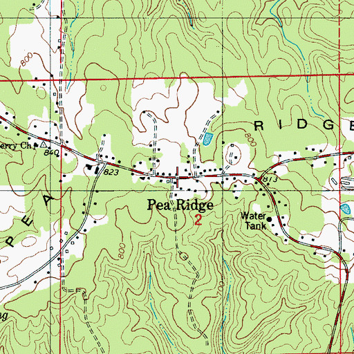 Topographic Map of Pea Ridge, AL
