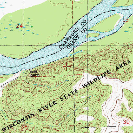 Topographic Map of Adiantum Woods State Natural Area, WI