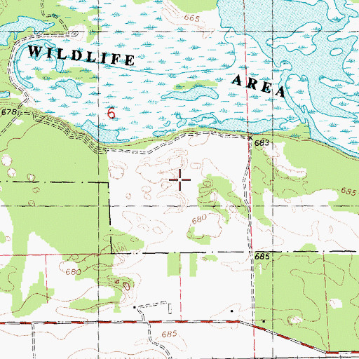 Topographic Map of Blue River Sand Barrens State Natural Area, WI