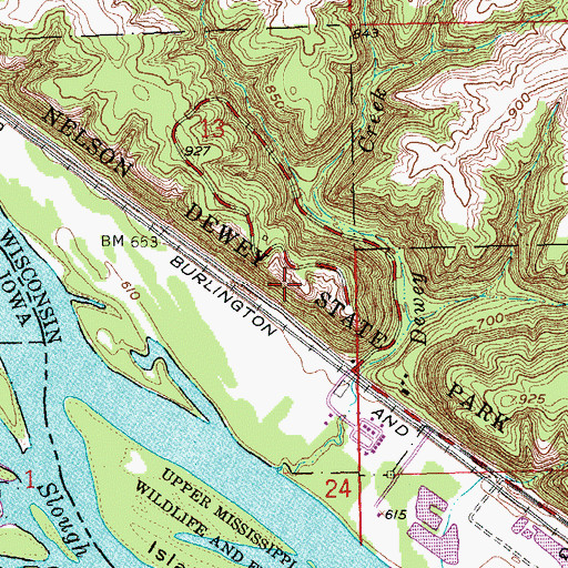 Topographic Map of Dewey Heights Prairie State Natural Area, WI