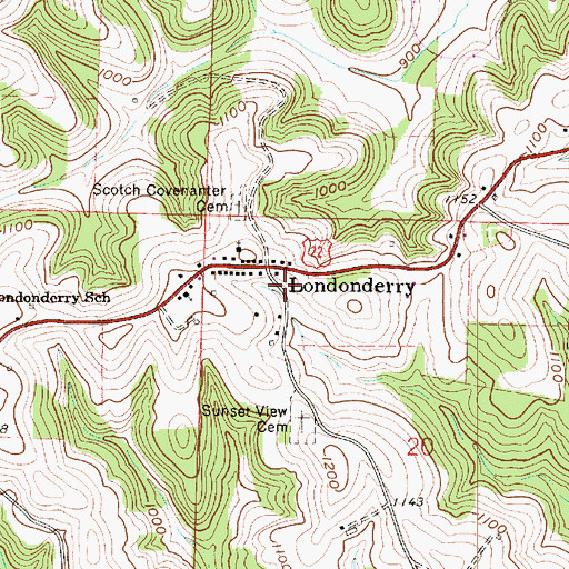 Topographic Map of Londonderry Post Office (historical), OH