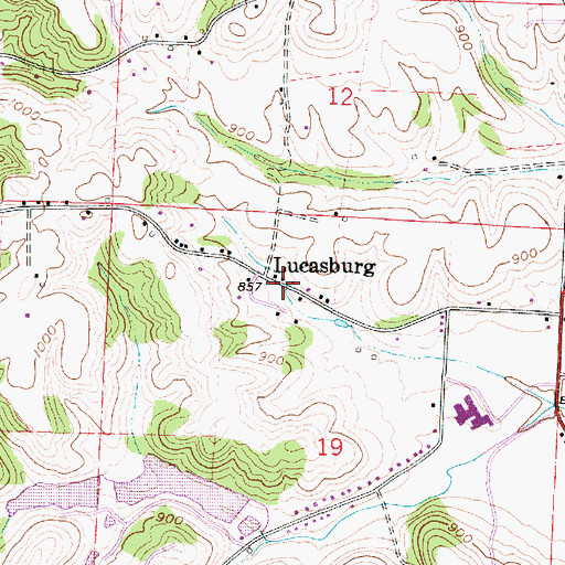 Topographic Map of Lucasburg Post Office (historical), OH