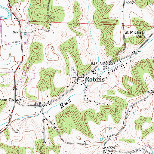 Topographic Map of Robins Post Office (historical), OH