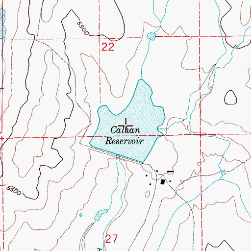 Topographic Map of Calhan Reservoir, CO