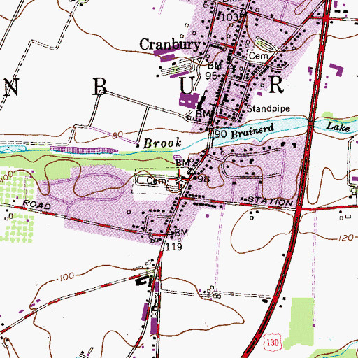 Topographic Map of Brainerd Cemetery, NJ