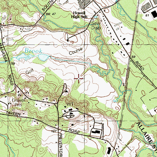 Topographic Map of Howell County Park, NJ