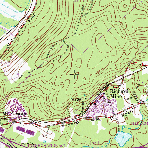 Topographic Map of Mount Hope County Park, NJ