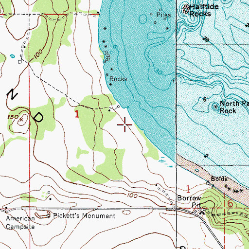 Topographic Map of Fourth of July Beach, WA