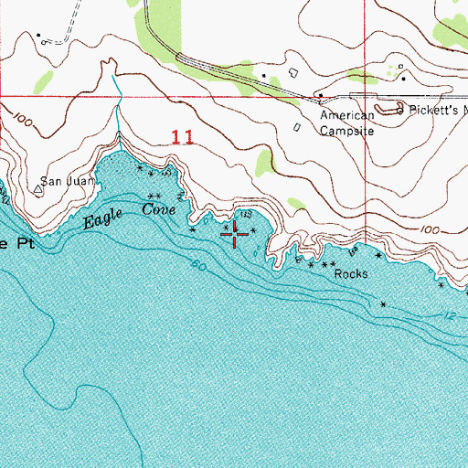 Topographic Map of Grandmas Cove, WA