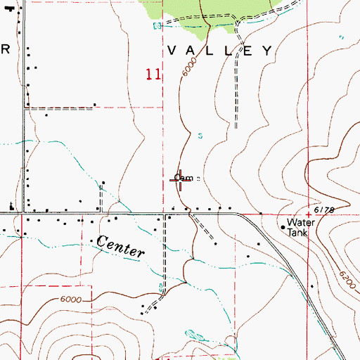 Topographic Map of Center Creek Cemetery, UT