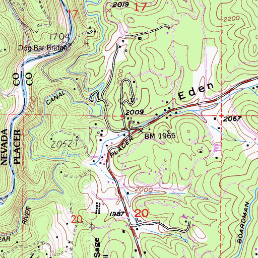 Topographic Map of Eden Valley, CA