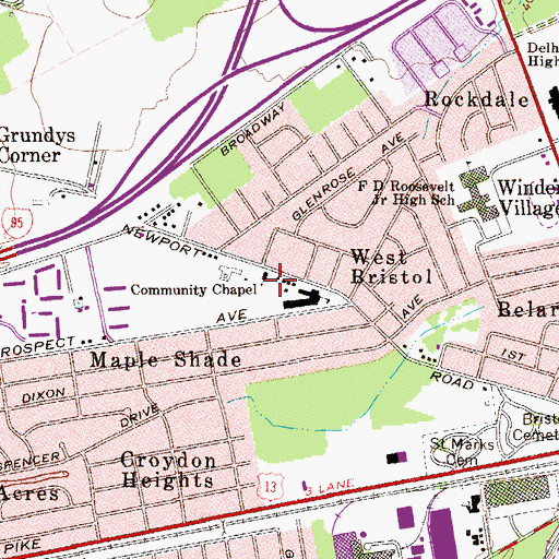 Topographic Map of Community Chapel, PA